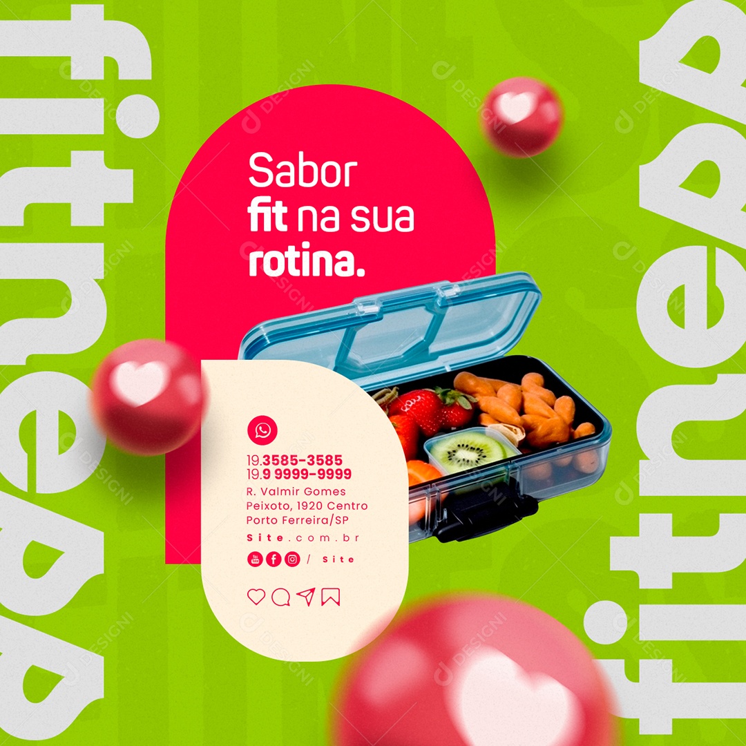 Marmitaria Restaurante Sabor Fit na Sua Rotina Social Media PSD Editável