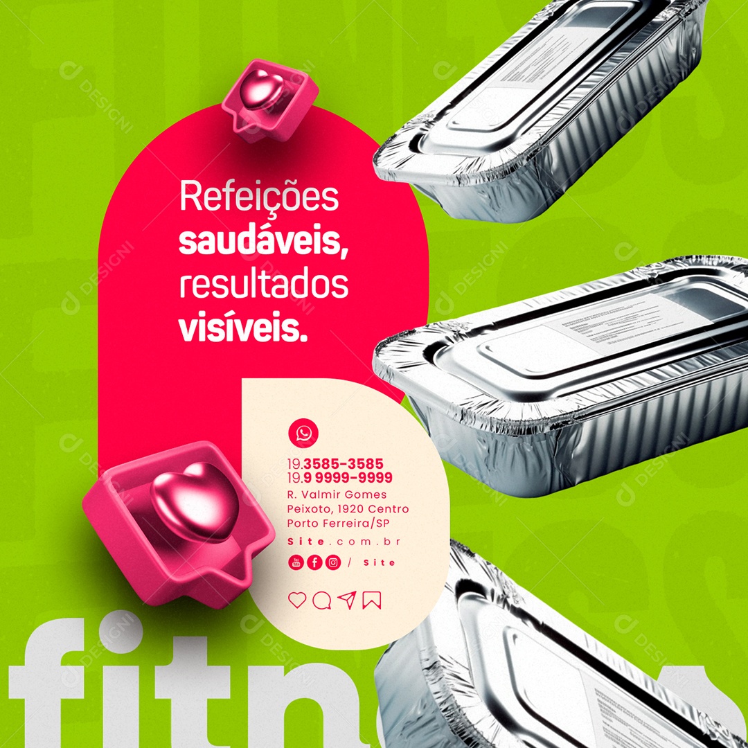 Marmitaria Restaurante Refeições Saudáveis Resultados Visíveis Social Media PSD Editável