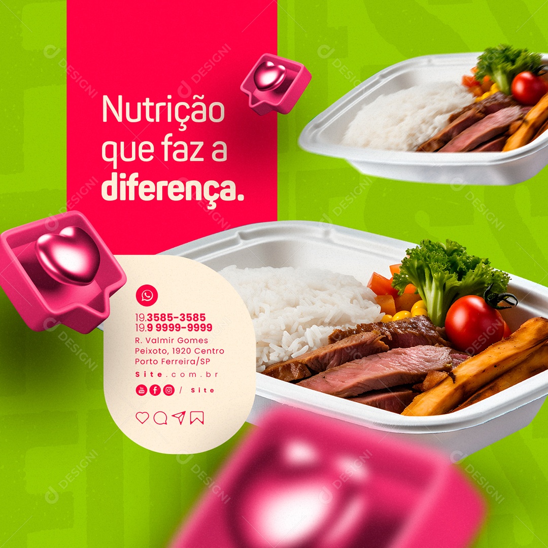 Marmitaria Restaurante Nutrição que Faz a Diferença Social Media PSD Editável