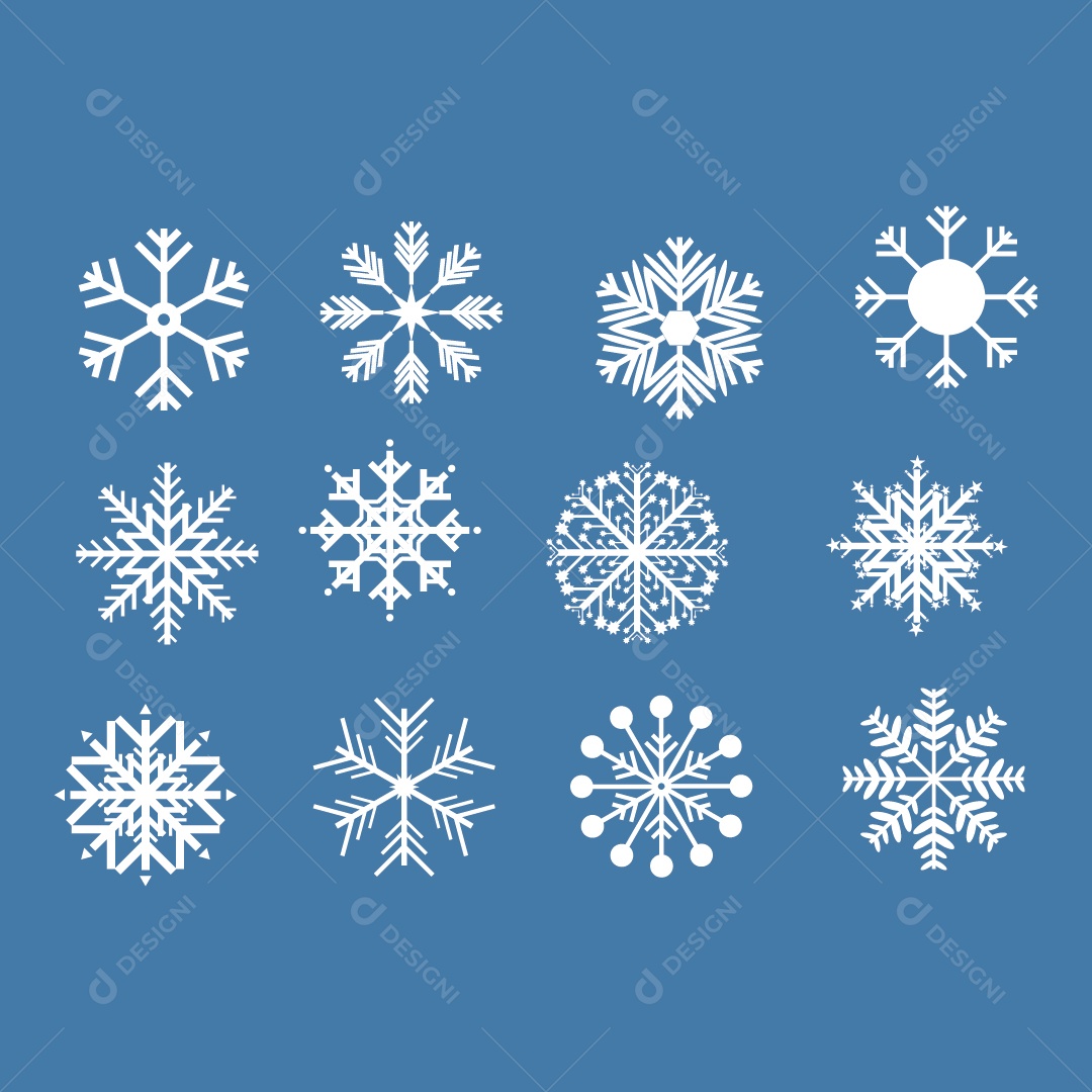 Conjunto de Flocos de Neve Vetor EPS