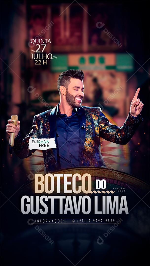 Social Media Flyer Story Boteco Do Gustavo Lima PSD Editável