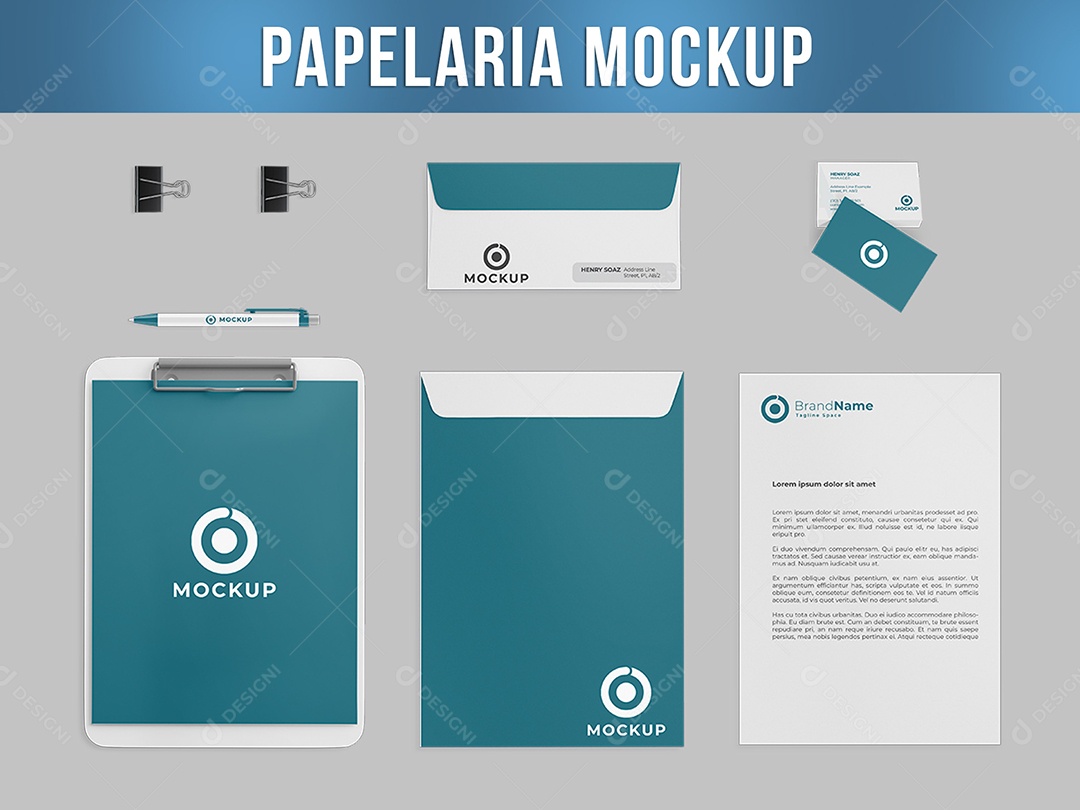 Papelaria Mockup Social Media PSD Editável