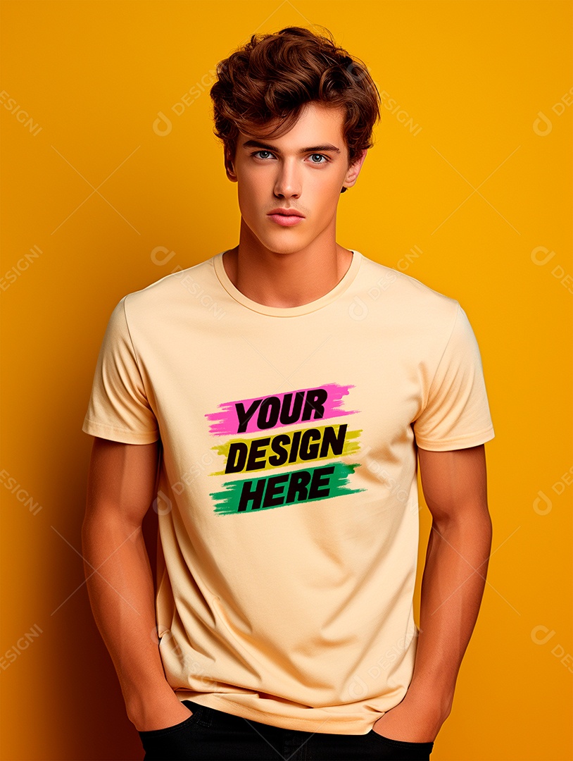 Mockup de Camiseta Masculina Branca PSD Editável