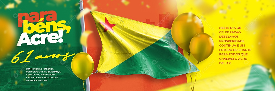 Social Media Carrossel Parabéns Acre 61 Anos História Marcada PSD Editável