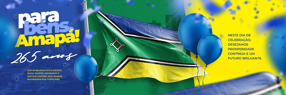 Social Media Carrossel Parabéns Amapá 265 Anos PSD Editável