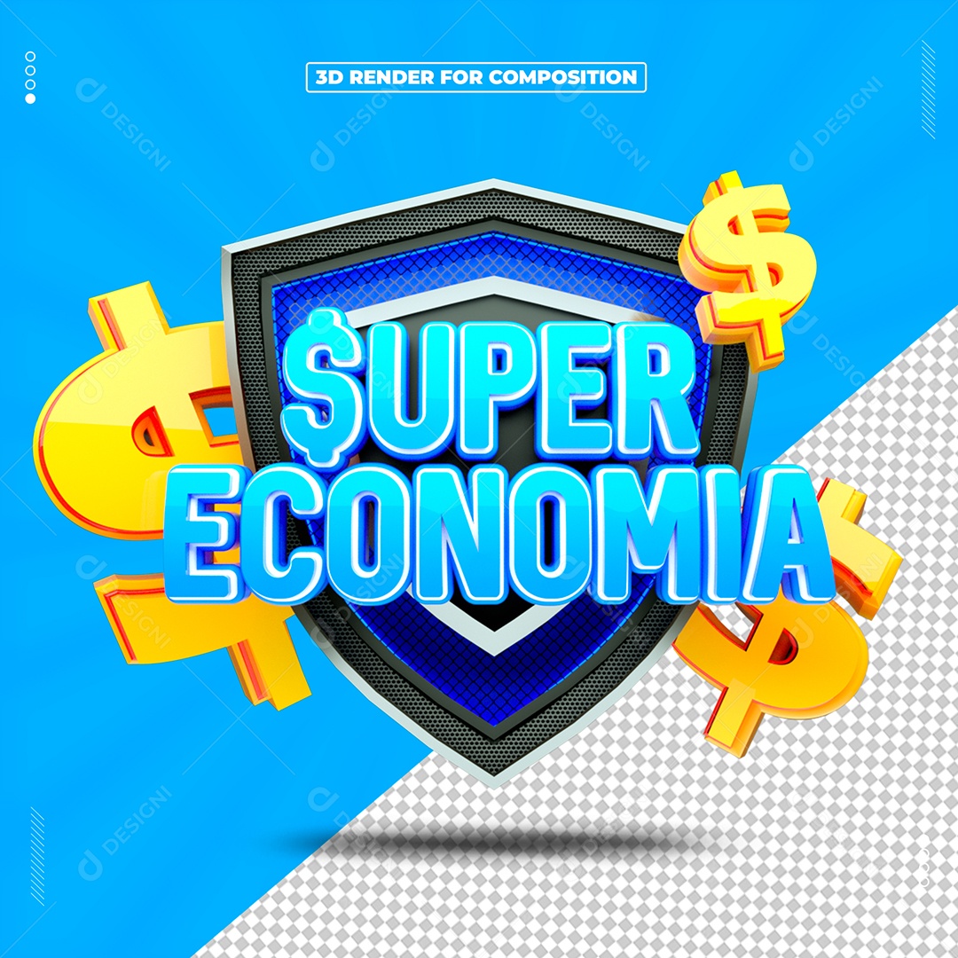 Selo 3D Super Economia Para Composição PSD