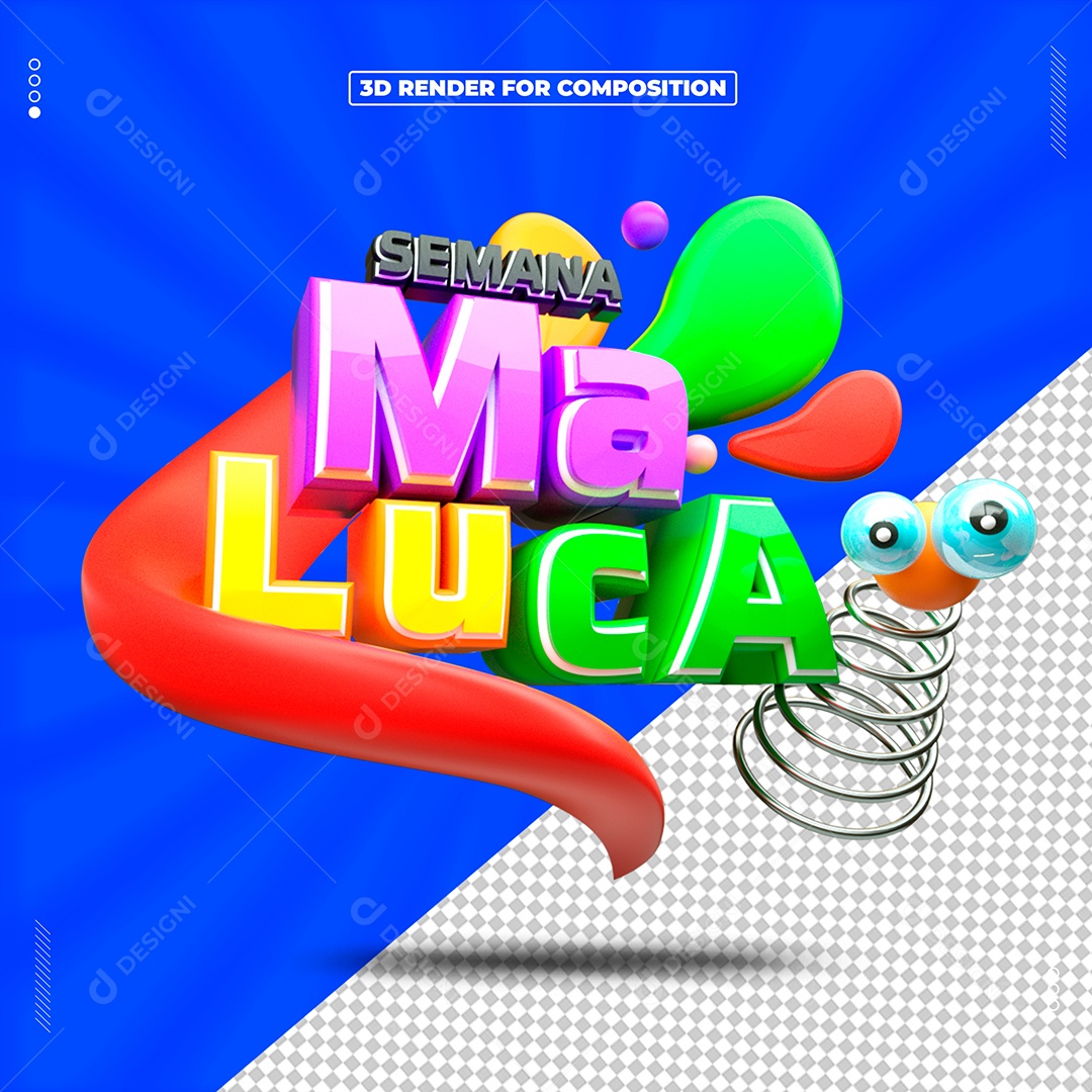 Selo 3D Semana Maluca Para Composição PSD