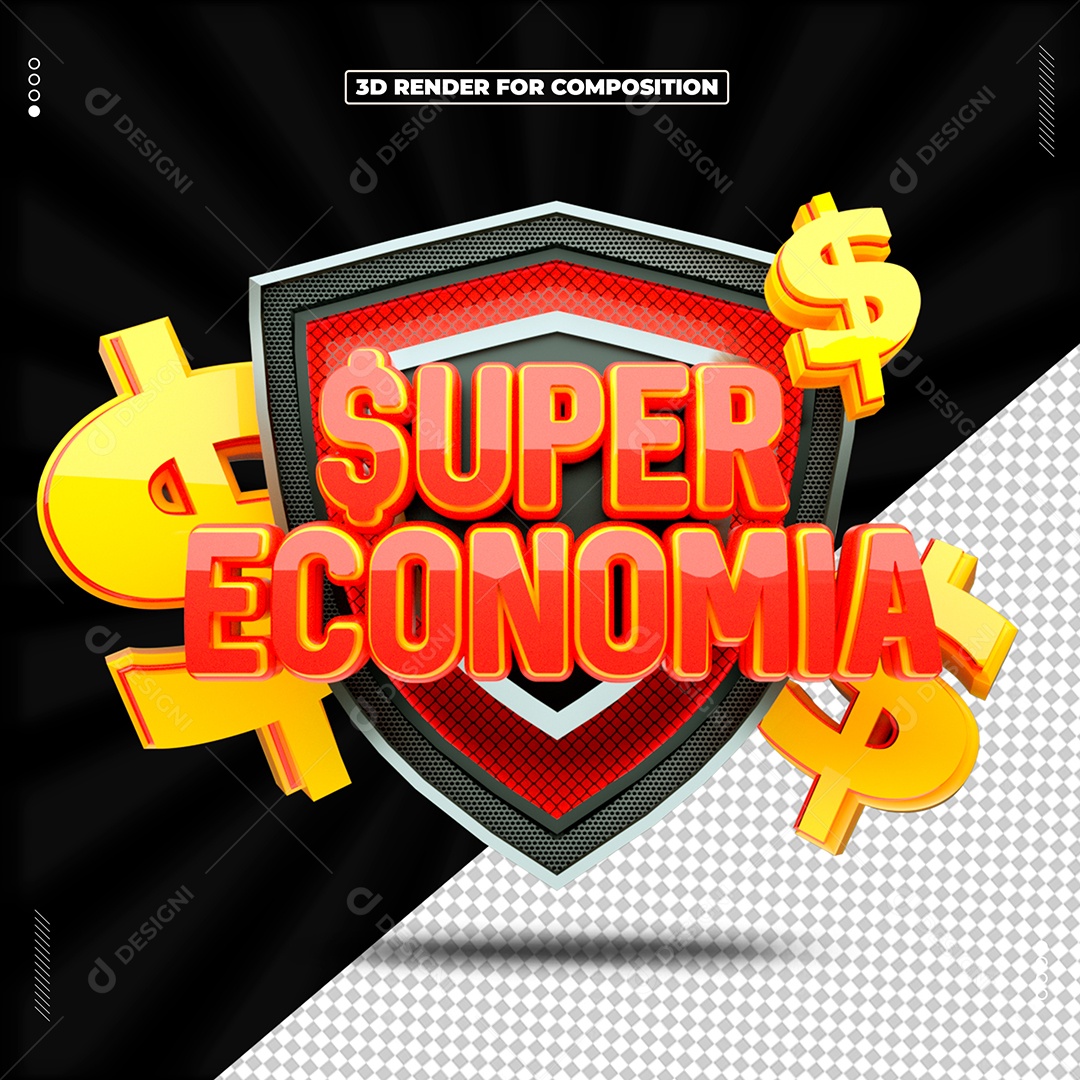 Selo 3D Super Economia Para Composição PSD