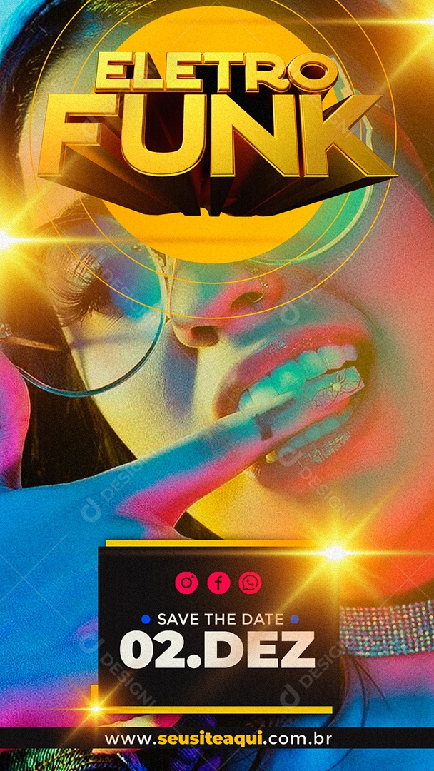 Story Eletro Funk Flyer Social Media PSD Editável