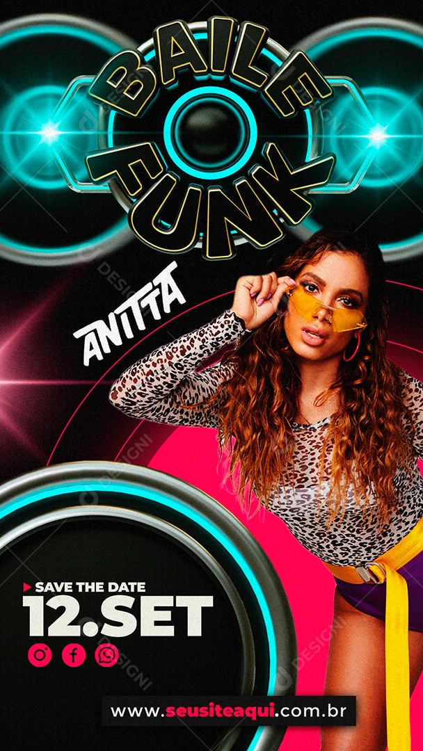 Story Baile Funk Flyer Social Media PSD Editável