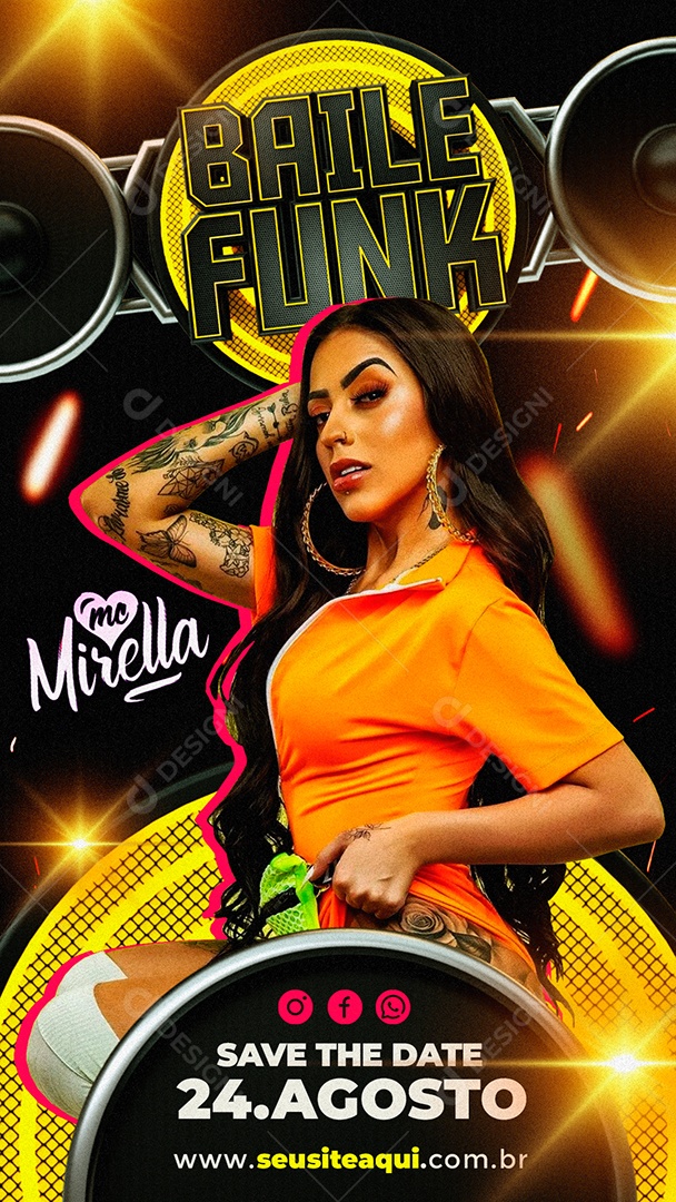 Story Baile Funk Flyer Social Media PSD Editável