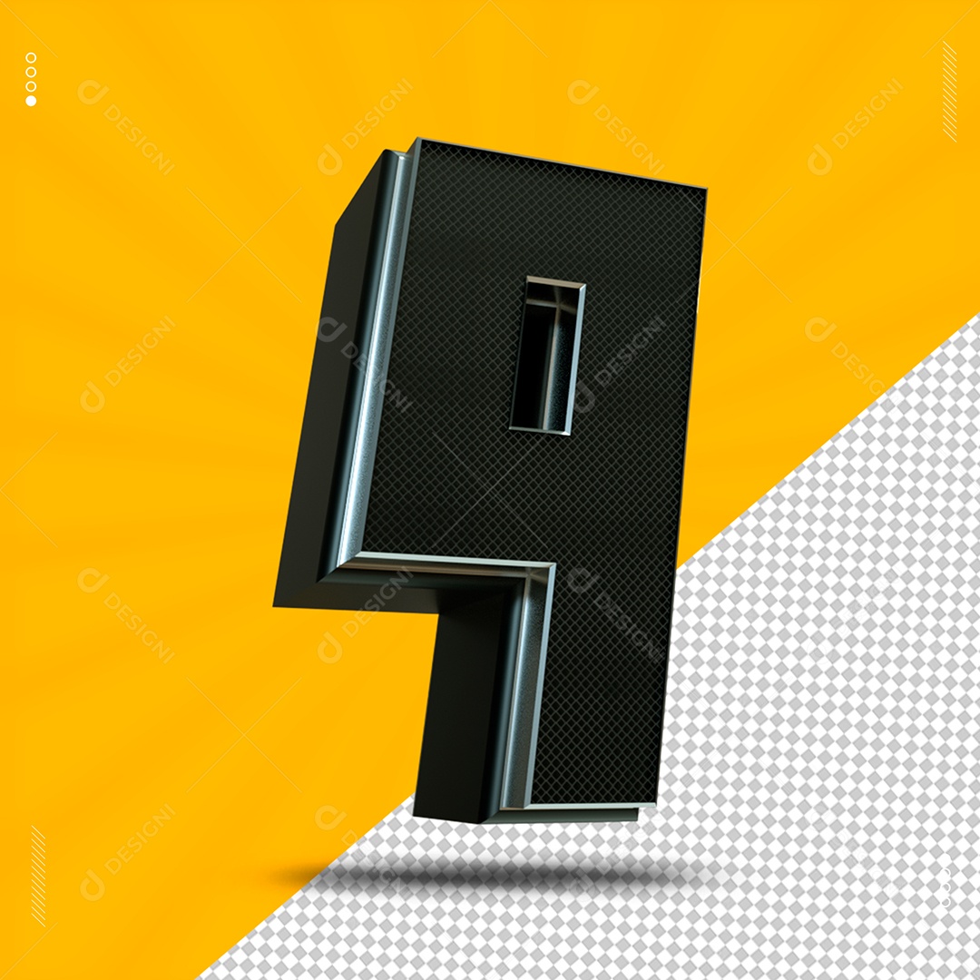 Efeito De Texto De Número 9 Preto PSD Editável