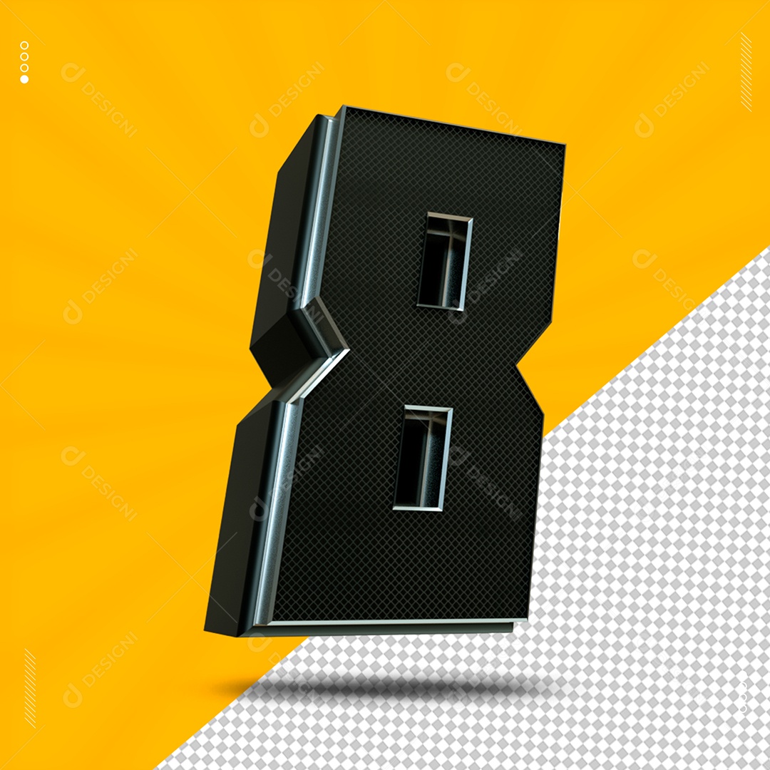 Efeito De Texto De Número 8 Preto PSD Editável