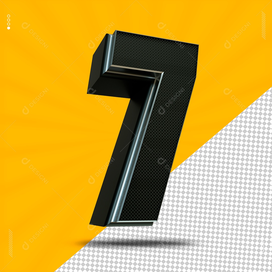 Efeito De Texto De Número 7 Preto PSD Editável