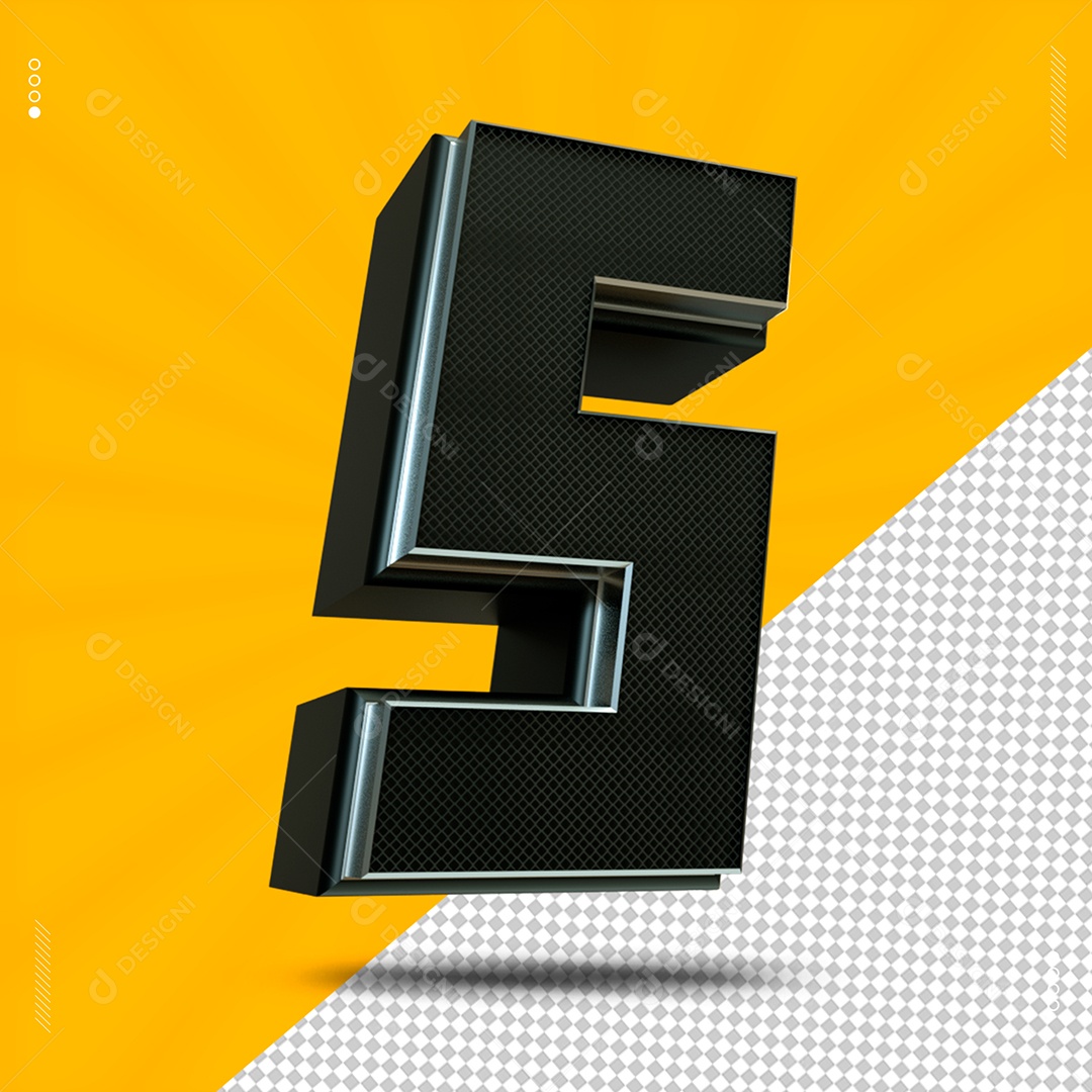 Efeito De Texto De Número 5 Preto PSD Editável