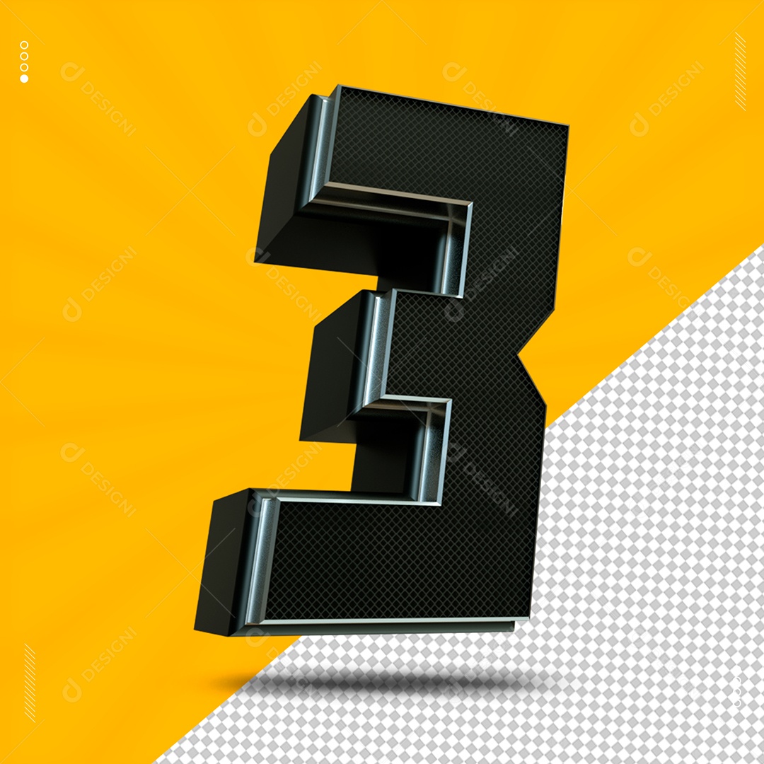 Efeito De Texto De Número 3 Preto PSD Editável