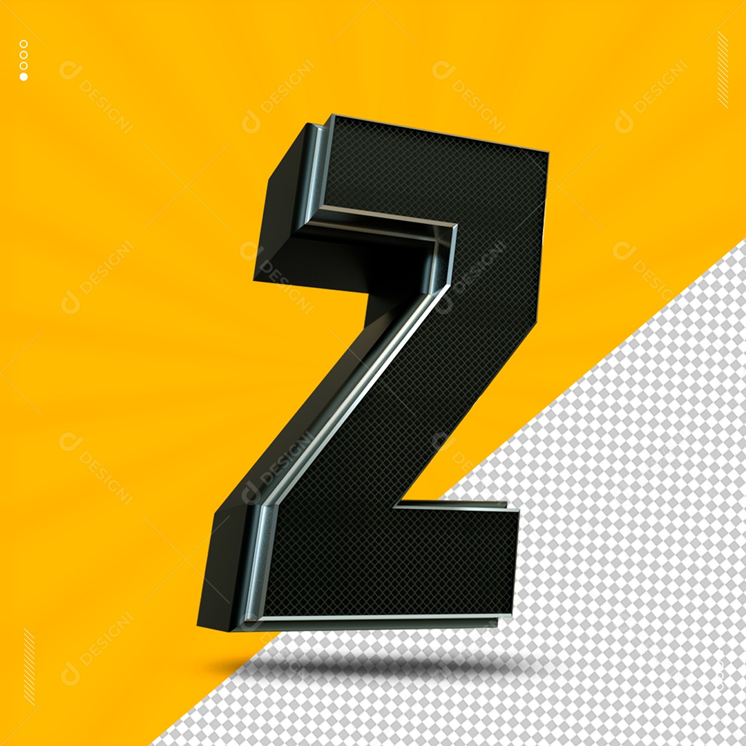 Efeito De Texto De Número 2 Preto PSD Editável