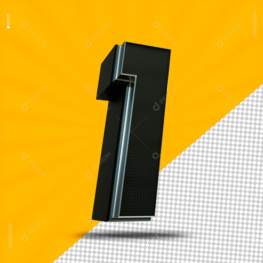 Efeito De Texto De Número 1 Preto PSD Editável