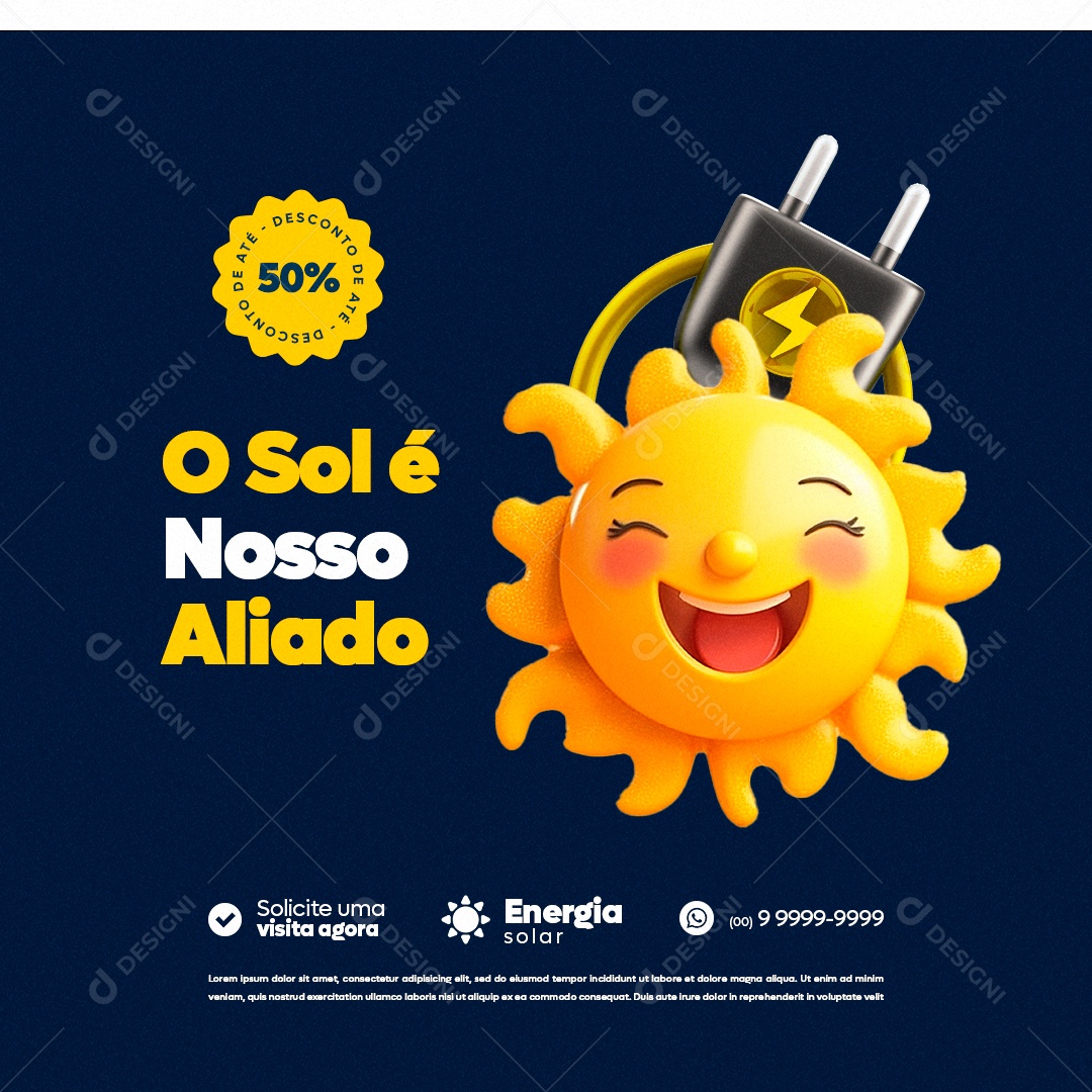 Energia Solar O Sol é Nosso Aliado Social Media PSD Editável
