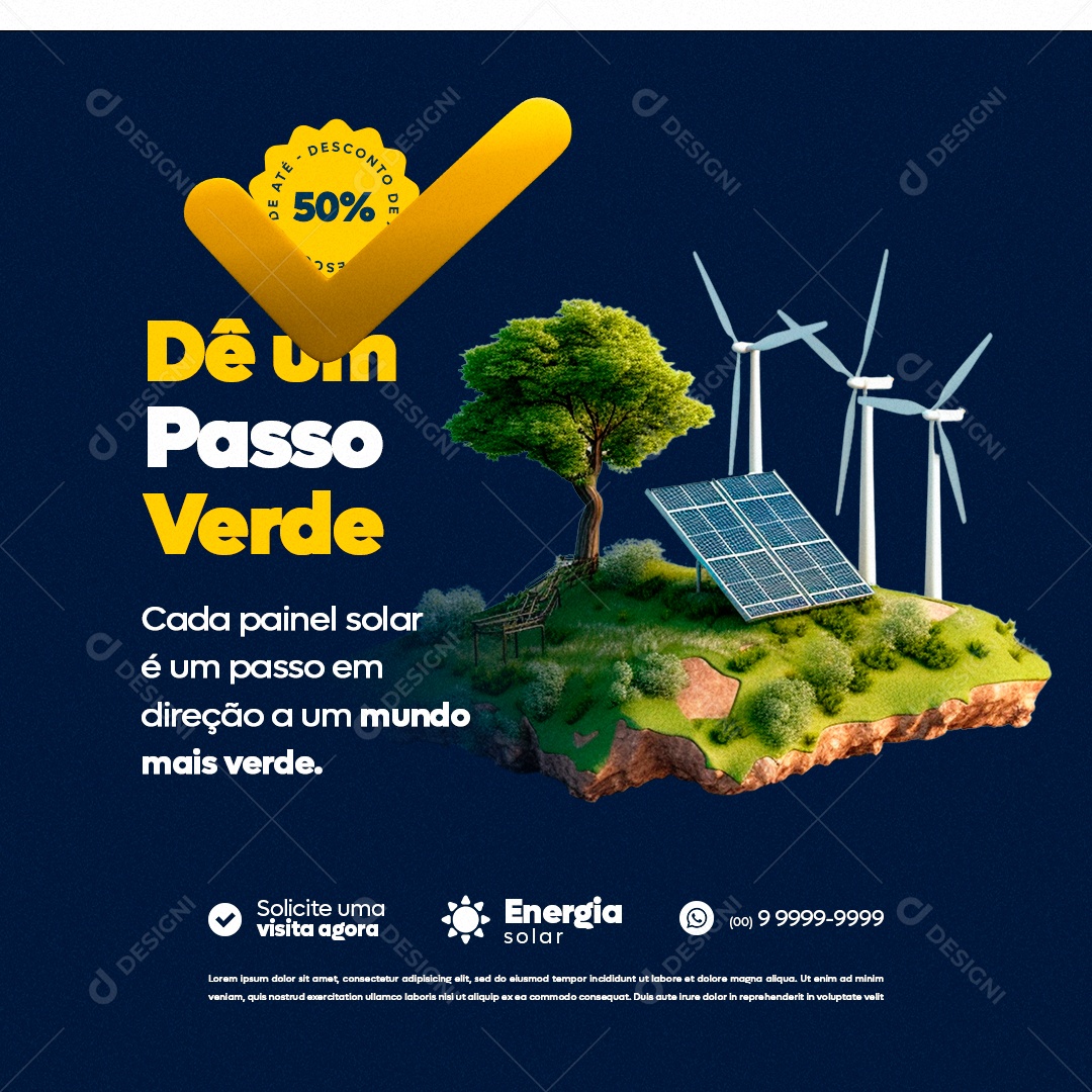 Energia Solar Dê um Passo Verde Até 50% de Desconto Social Media PSD Editável