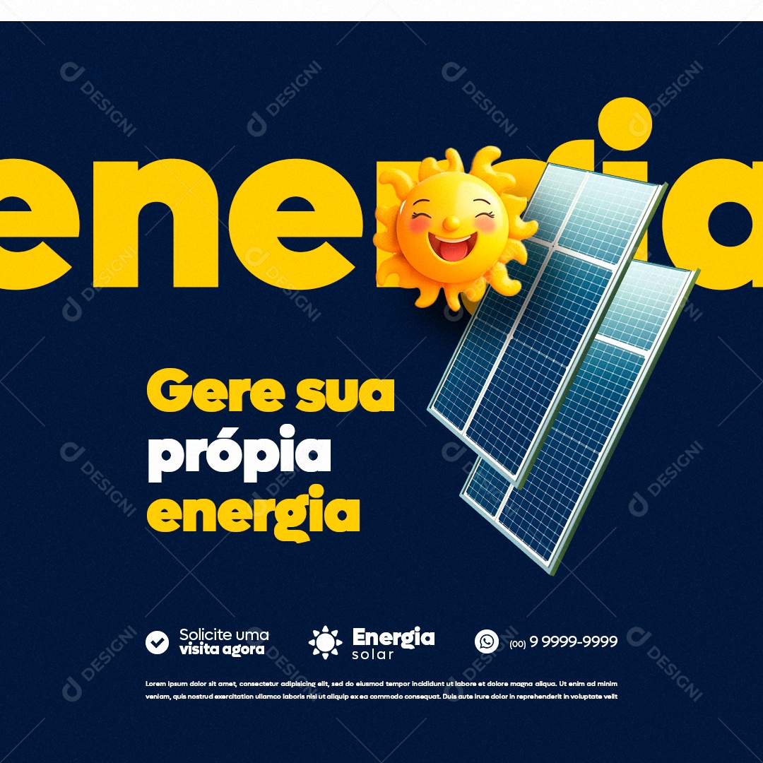 Energia Solar Gere Sua Própria Energia Social Media PSD Editável