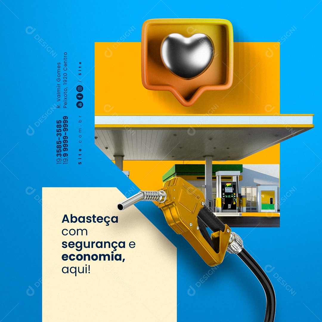 Posto de Gasolina Abasteça com Segurança e Economia Aqui Social Media PSD Editável