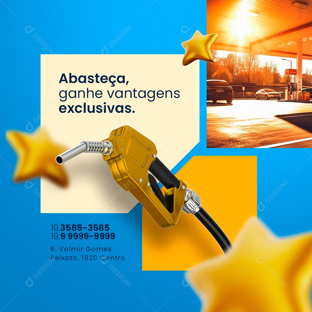 Posto de Gasolina Abasteça Ganhe Vantagens Exclusivas Social Media PSD Editável