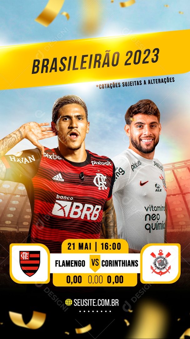 Social Media Story Futebol Flamengo Vs Corinthians Apostas PSD Editável