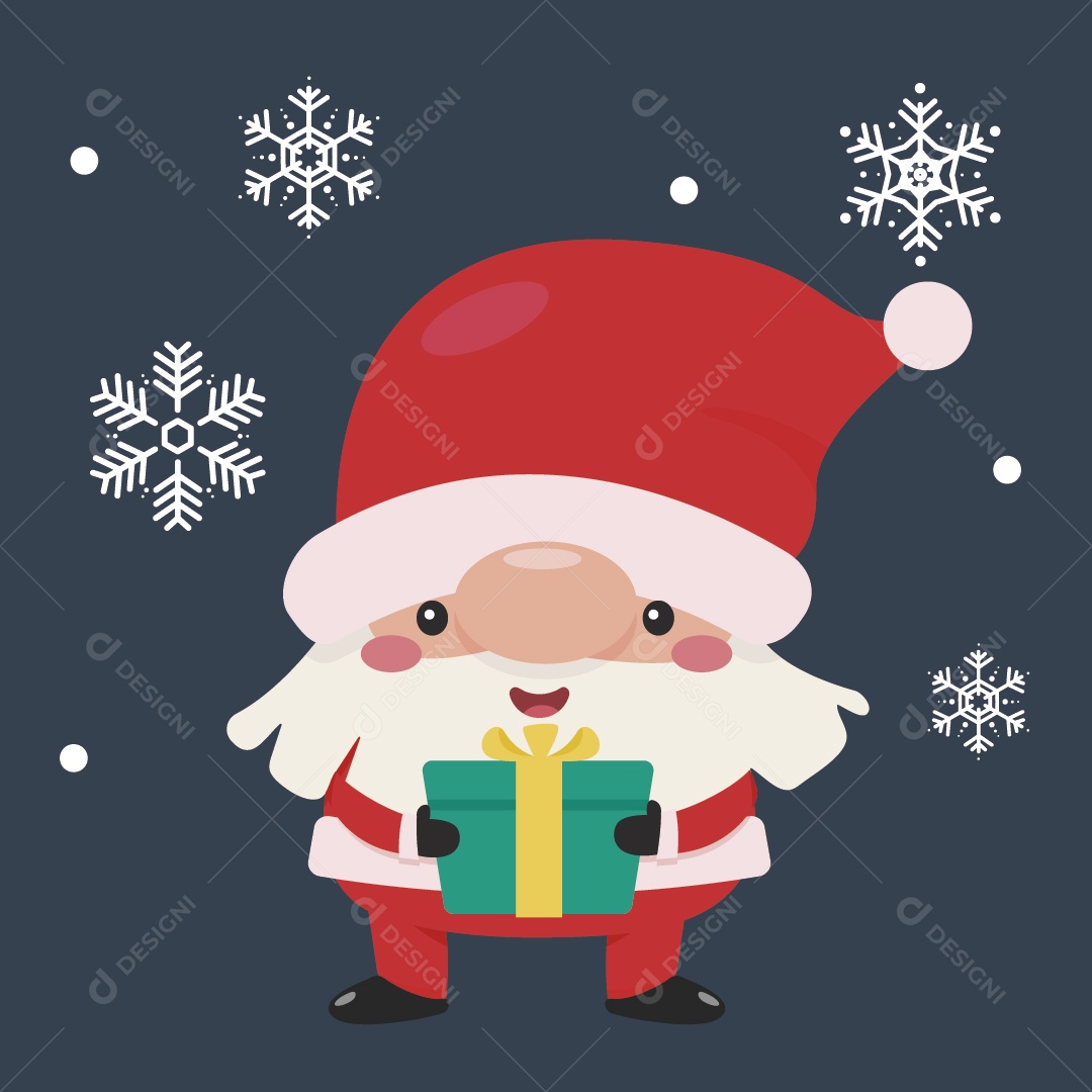 Papai Noel Segurando Caixa de Presente Vetor EPS