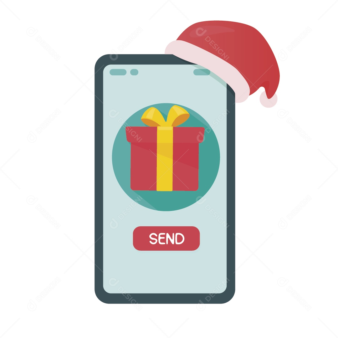 Compra de Presente em Smartphone de Natal Vetor EPS