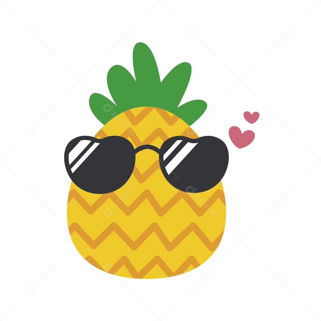 Abacaxi com Óculos Ilustração Vetor EPS