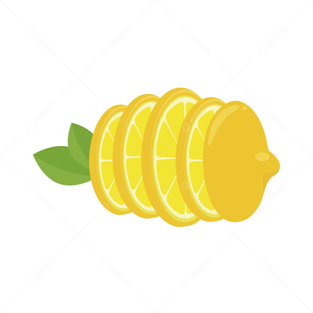 Limão Cortado em Várias Rodelas Ilustração Vetor EPS