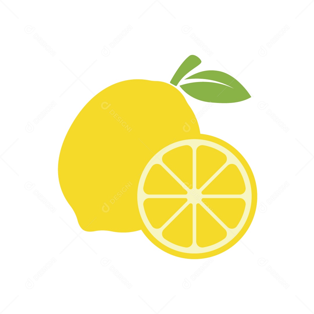 Limão e Pedaço de Limão Ilustração Vetor EPS