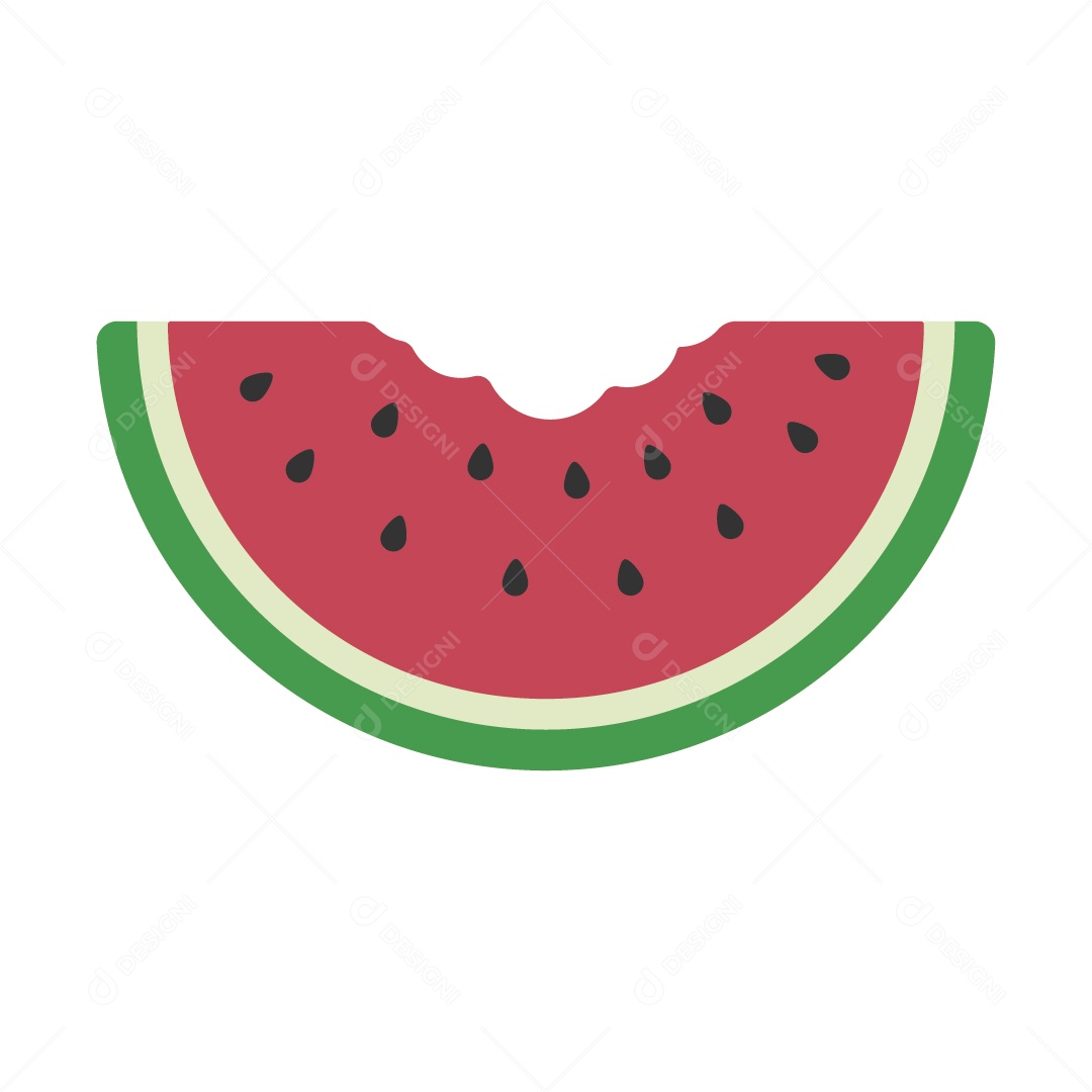 Pedaço de Melancia Mordida Ilustração Vetor EPS