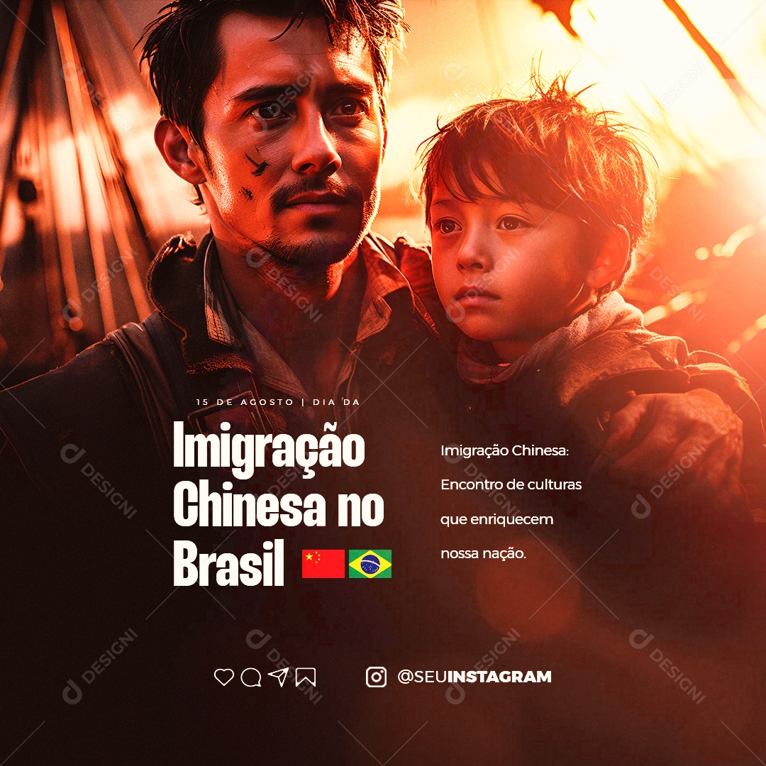 Dia da Imigração Chinesa no Brasil 15 de Agosto Social Media PSD Editável