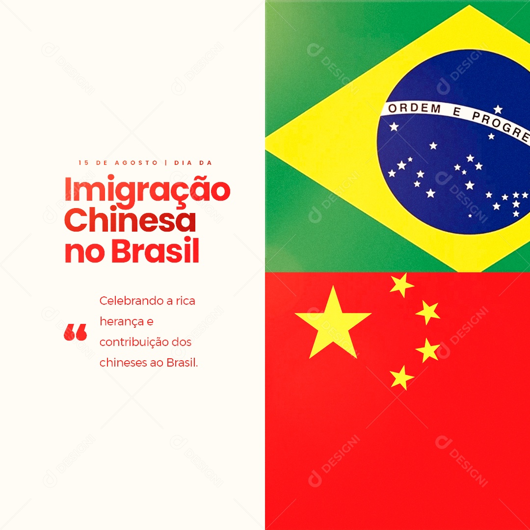 Dia da Imigração Chinesa no Brasil Celebrando a Rica Herança Social Media PSD Editável