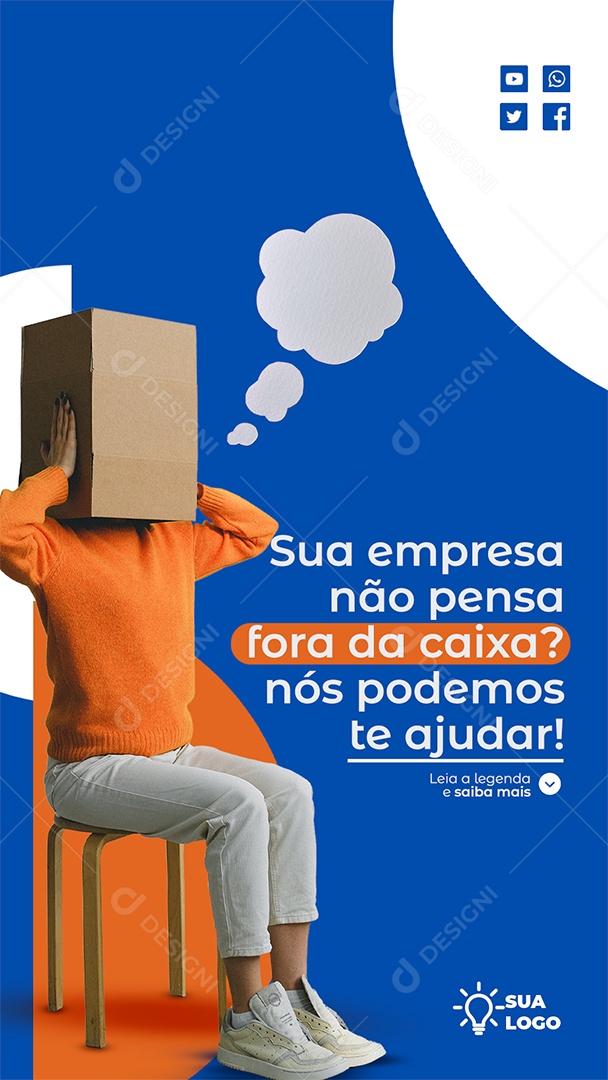 Story Sua Empresa Não Pensa Fora da Caixa Social Media PSD Editável