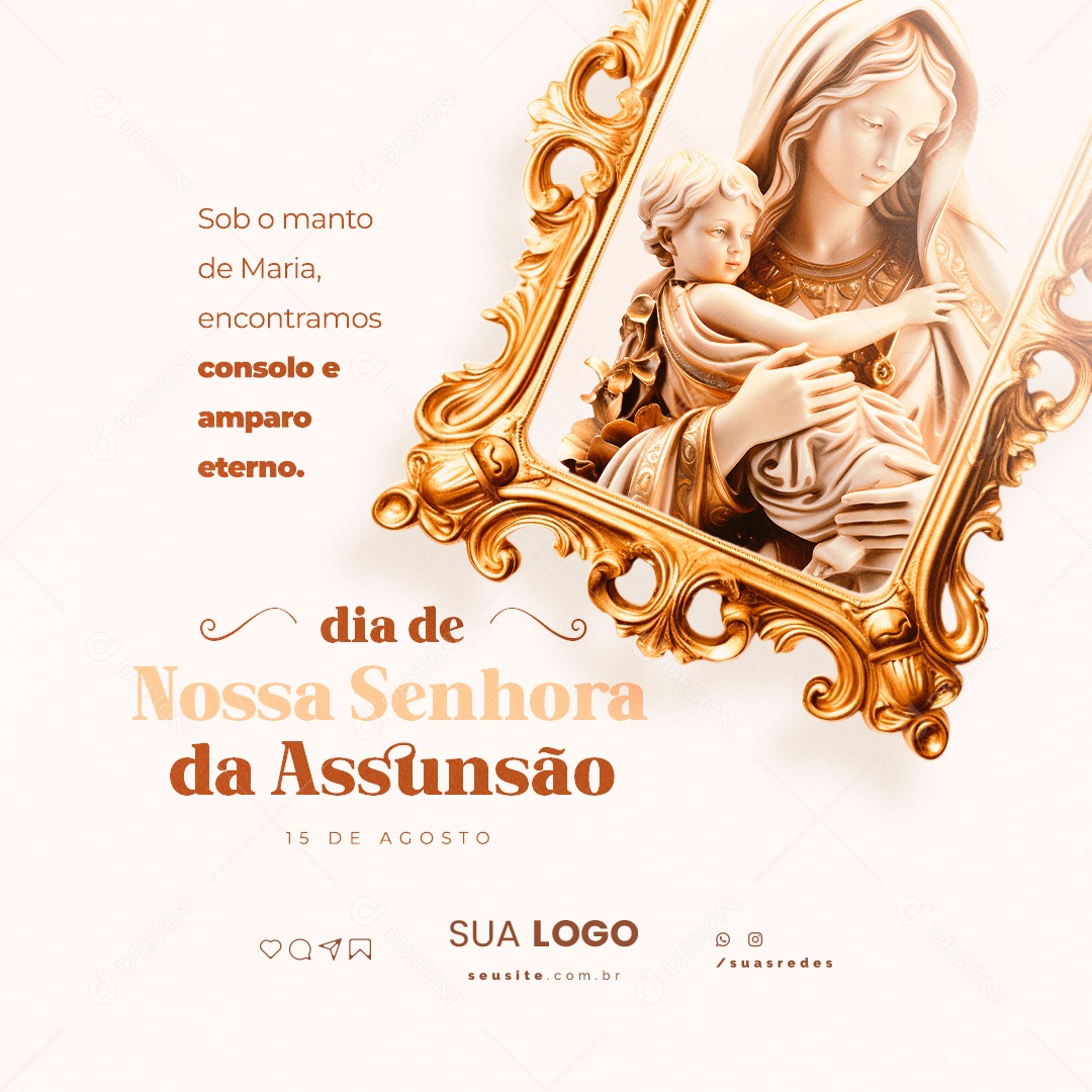 Dia de Nossa Senhora da Assunção Sob o Manto de Maria Social Media PSD Editável