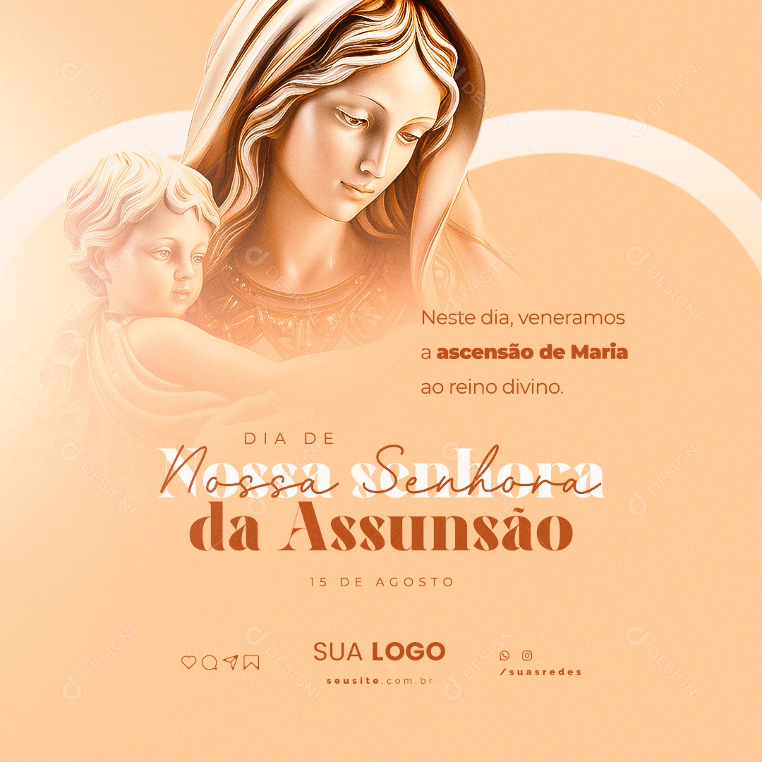 Dia de Nossa Senhora da Assunção 15 de Agosto Social Media PSD Editável