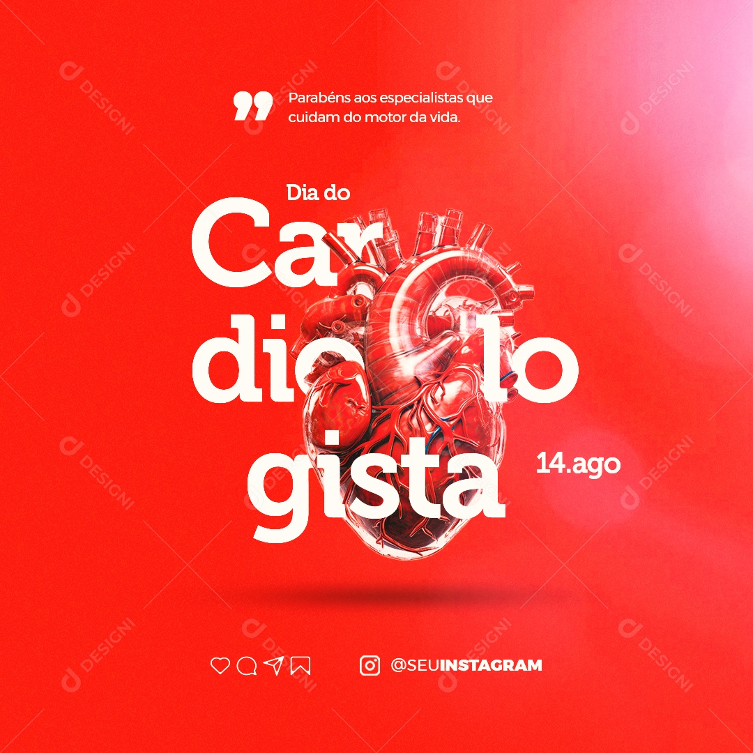 Dia Do Cardiologista Parabéns aos Especialistas que Cuidam do Motor da Vida Social Media PSD Editável