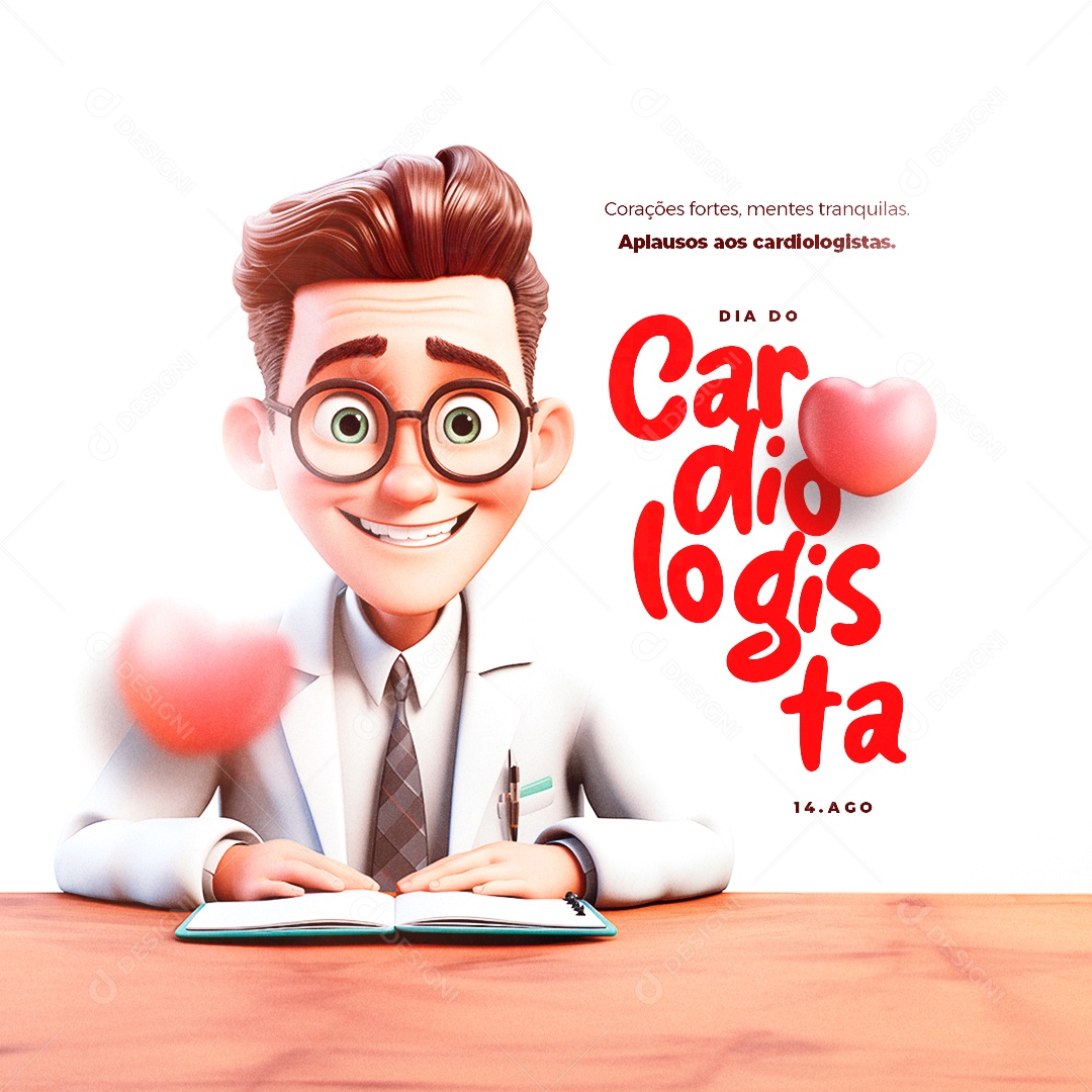 Dia Do Cardiologista Corações Fortes Mentes Tranquilas Social Media PSD Editável