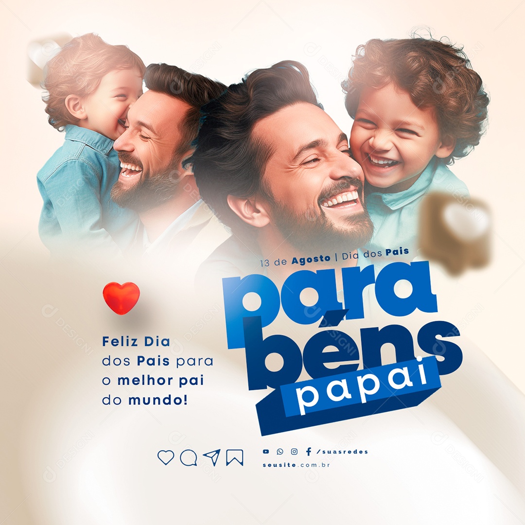Feliz Dia dos Pais para o Melhor Pai do Mundo Social Media PSD Editável