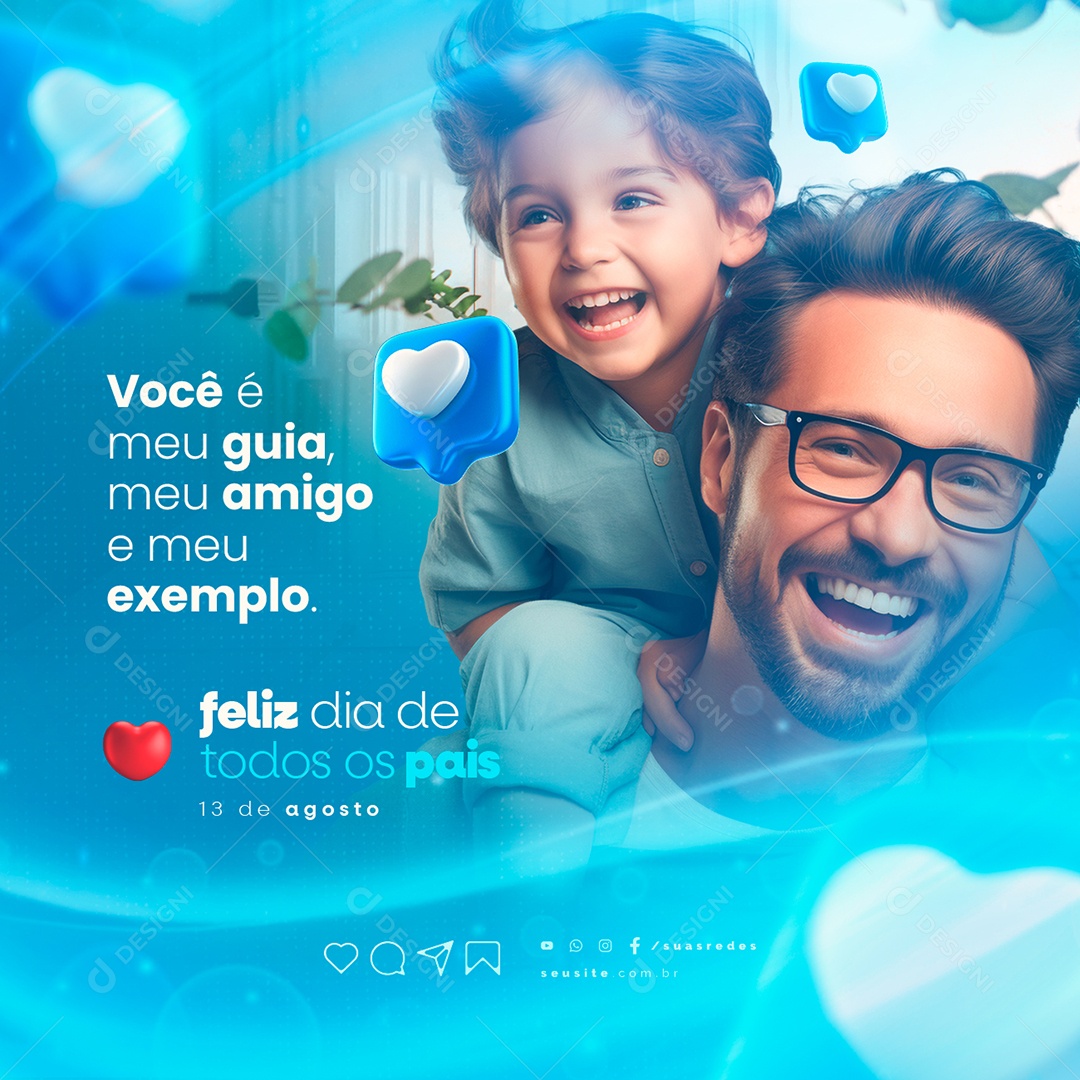 Dia dos Pais Você é Meu Guia meu Amigo é meu Exemplo Social Media PSD Editável