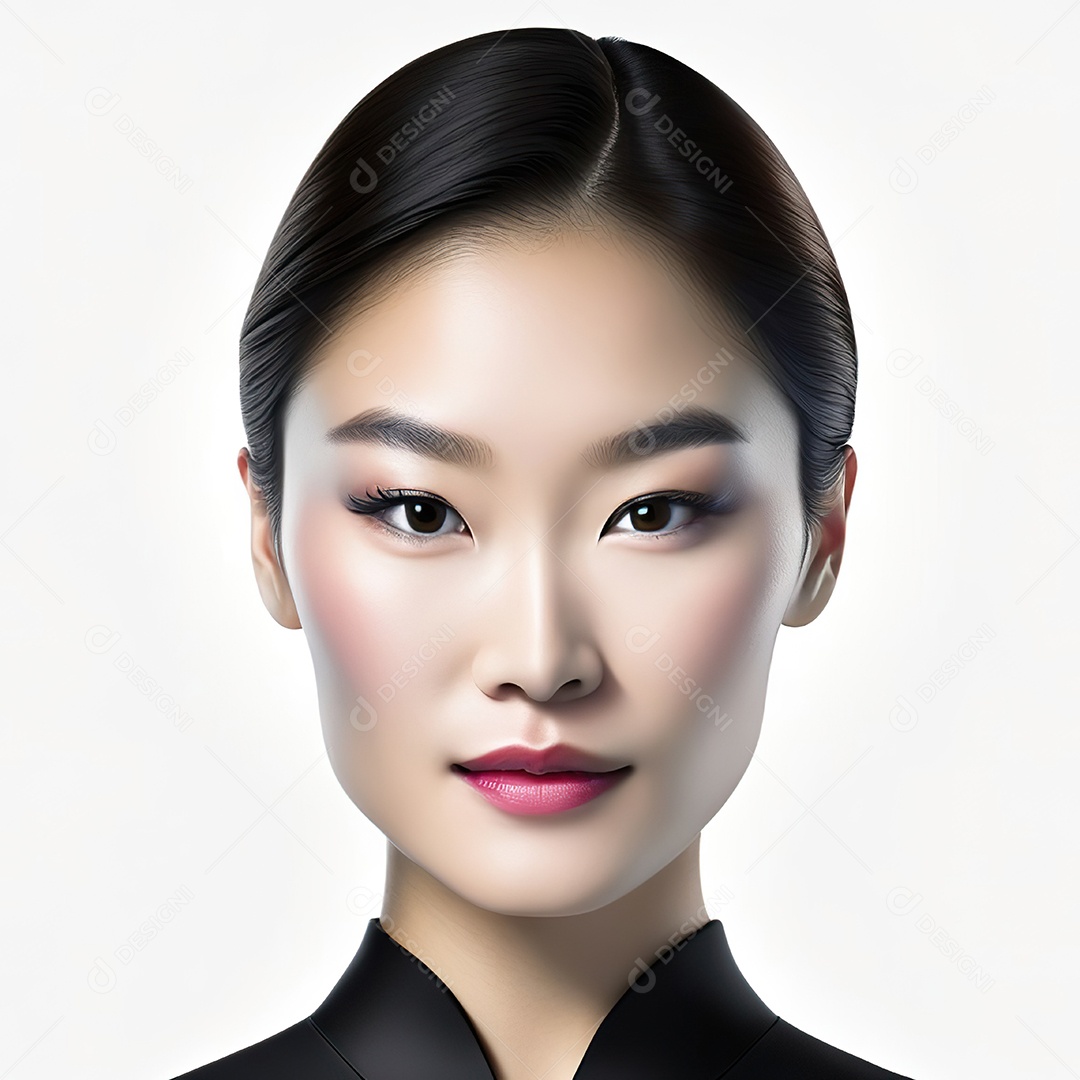 Retrato de uma mulher asiática em uma malha detalhad