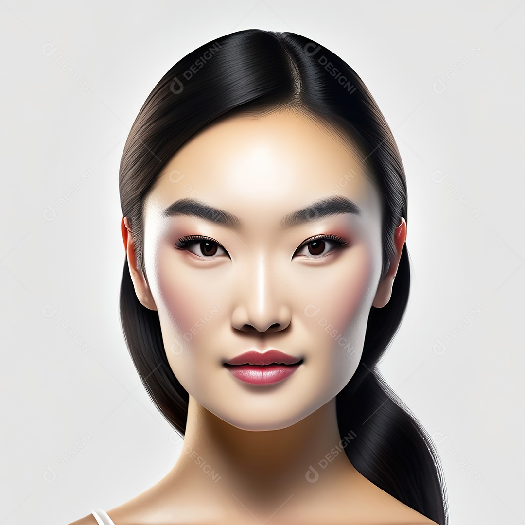 Retrato de uma mulher asiática em uma malha detalhada