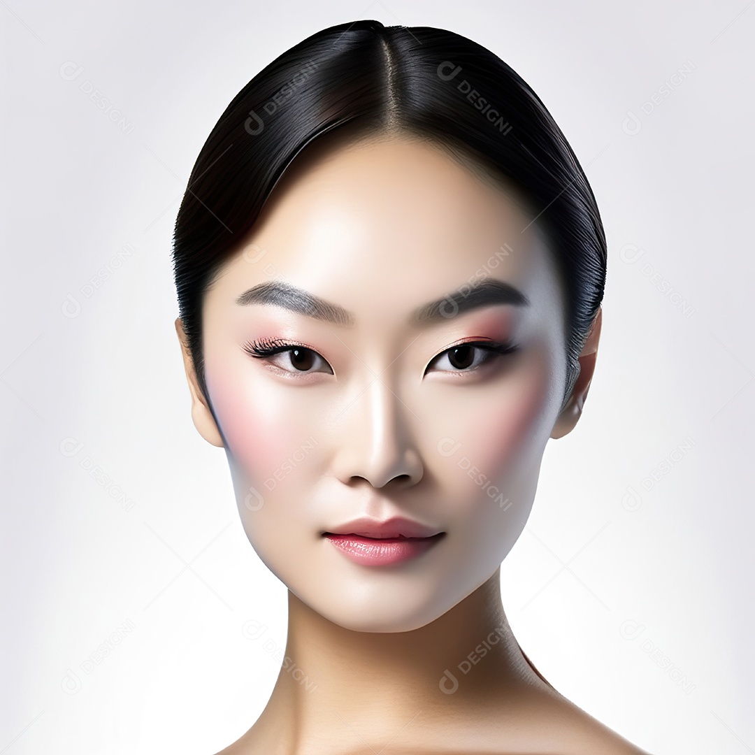 Retrato de uma mulher asiática em uma malha detalhada [download] - Designi