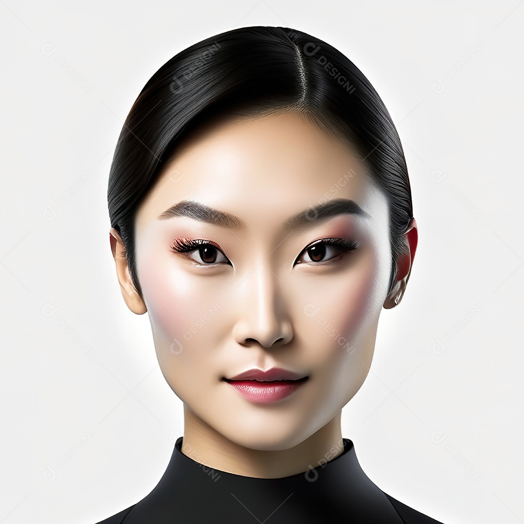 Retrato de uma mulher asiática em uma malha detalhad