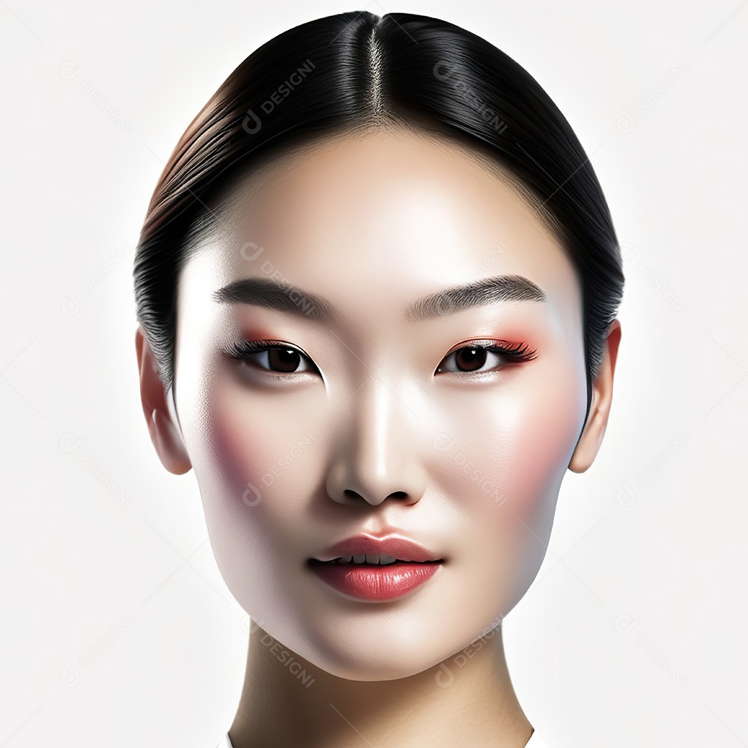 Retrato de uma mulher asiática em uma malha detalhad