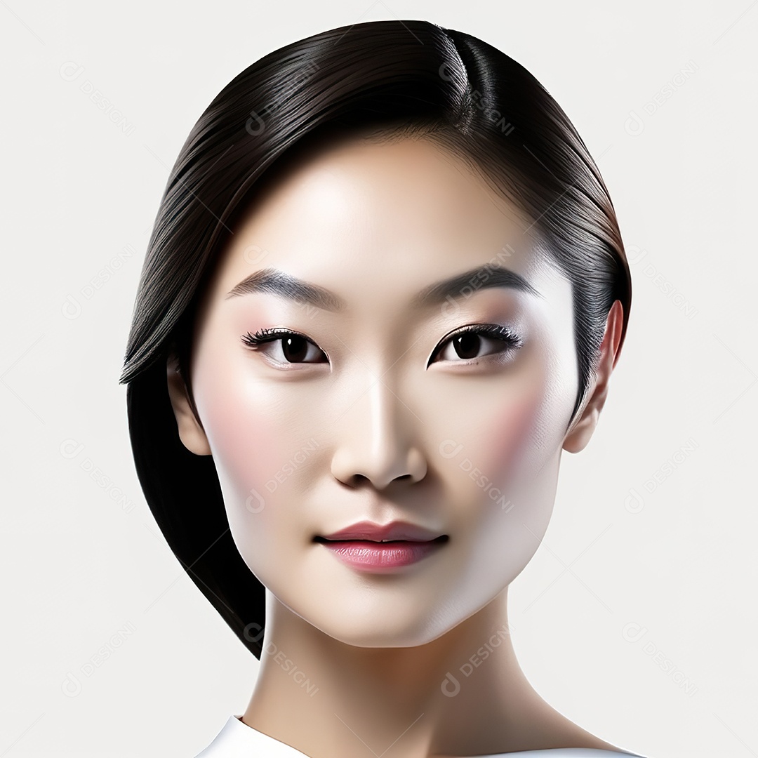 Retrato de uma mulher asiática em uma malha detalhad