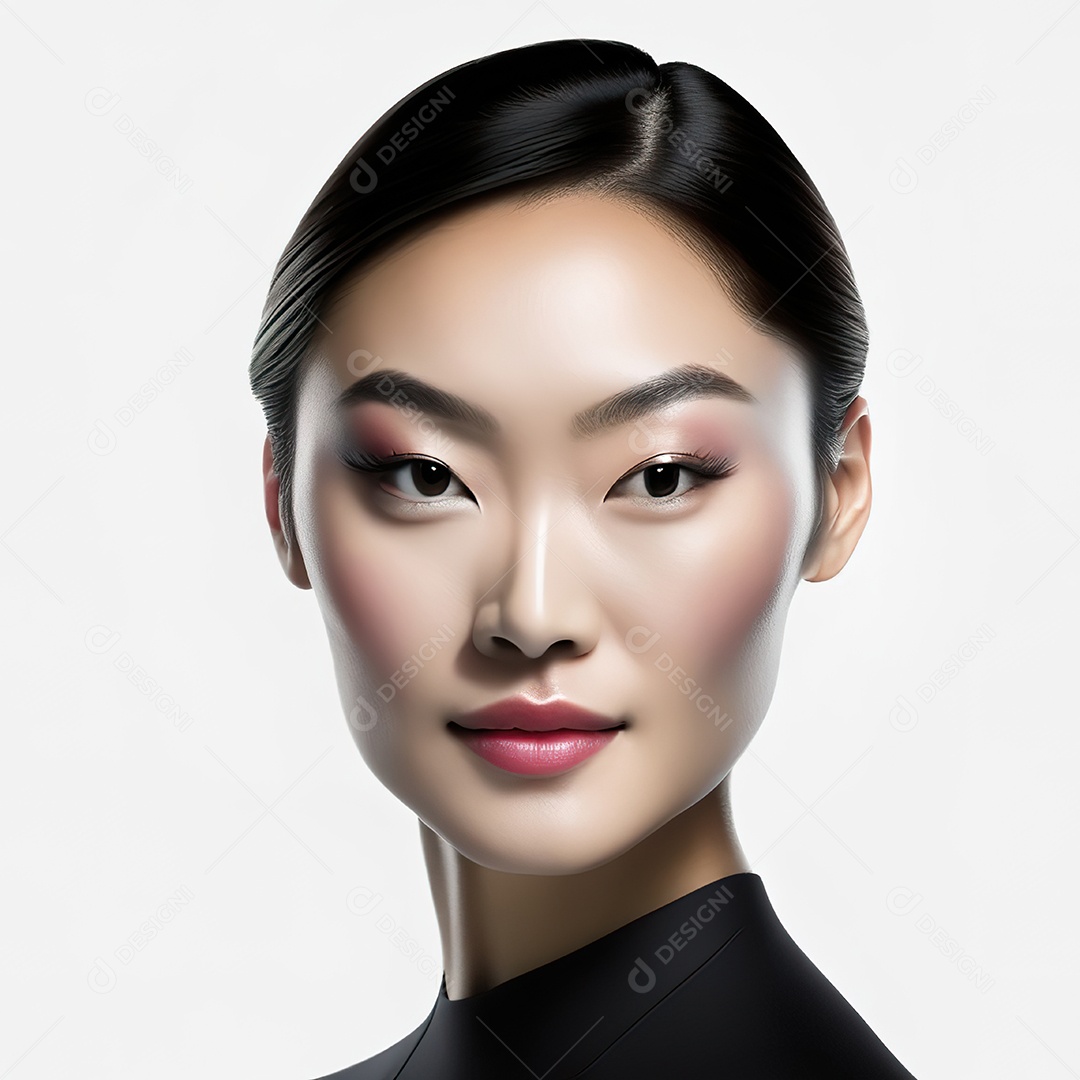 Retrato de uma mulher asiática em uma malha detalhada